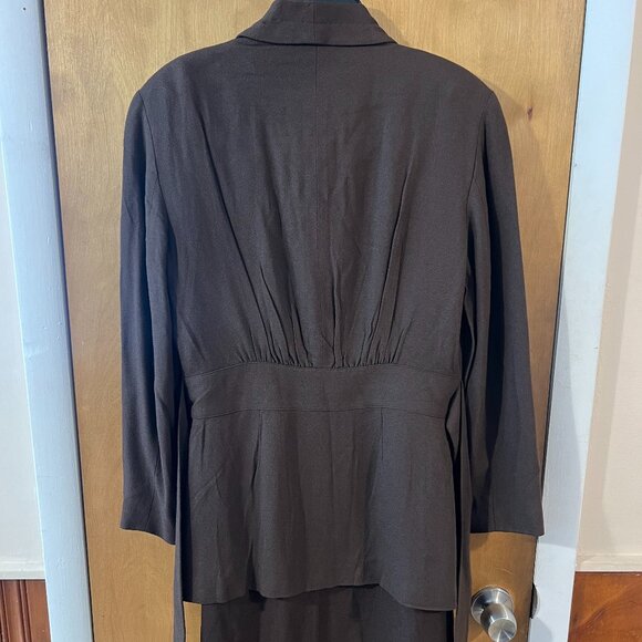 Express Brown Double Breasted Padded Shoulder Blazer & Dress Outfit 3/4 & 7/8 - Picture 5 of 8